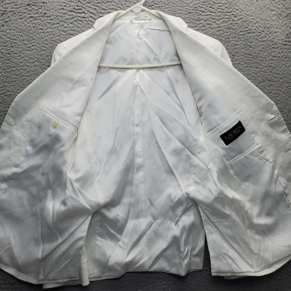 Lauren Ralph Lauren 2 Piece Suit Boys 14R White Linen Single Breasted Classic
